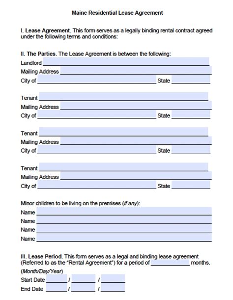 rental agreement form maine|Maine Lease Agreement (Free) 